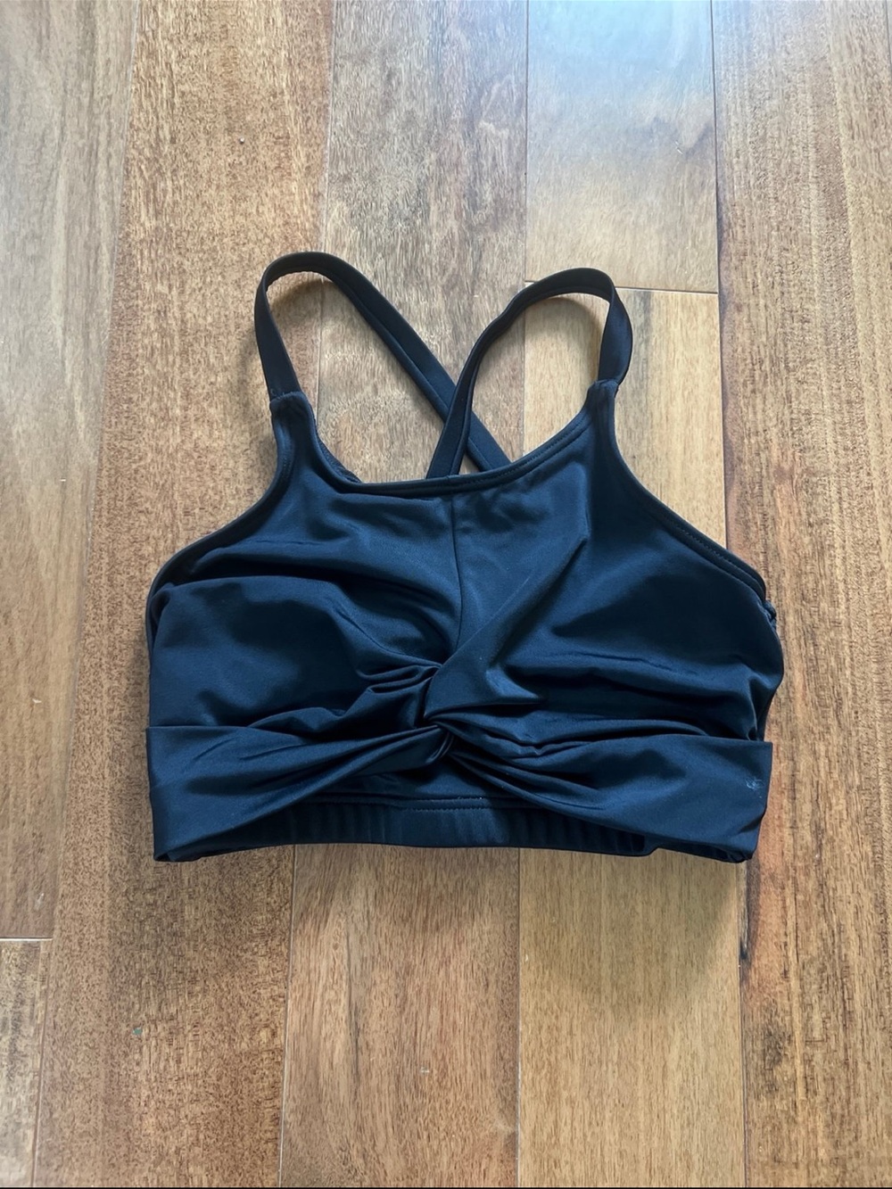 Girl's Black Twist-Front Dance Top